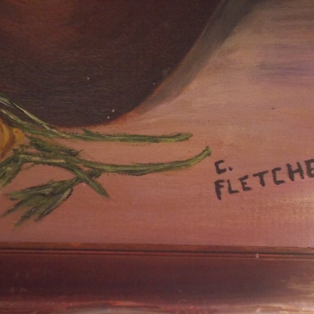 Vintage tea kettle and lemons, signed and framed - Picture 5 of 6